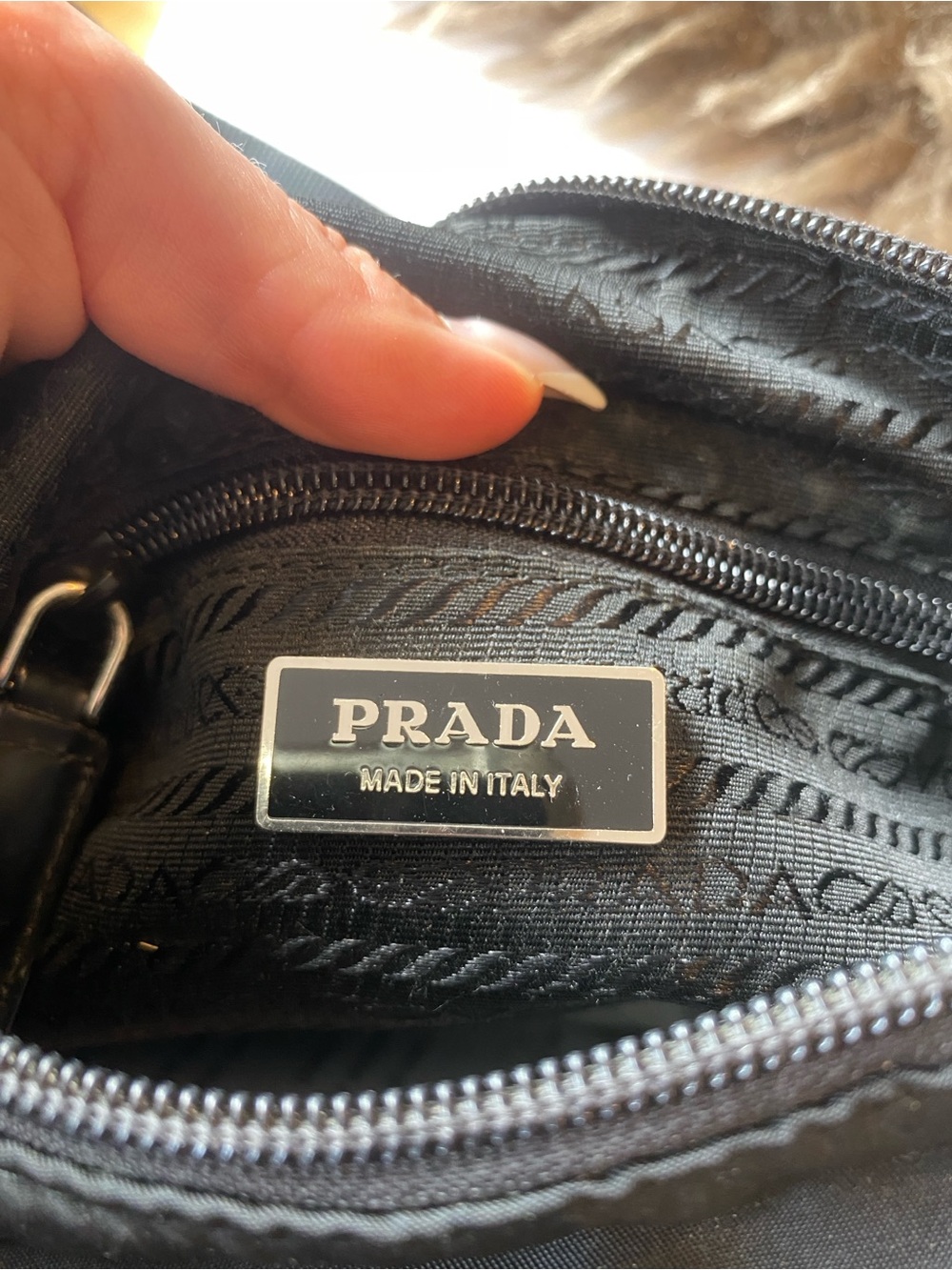 Vintage Vela Asymmetrical Prada Black Nylon Messenger Crossbody w/ Front Buckle - Picture 4 of 4